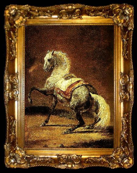 framed  Theodore   Gericault cheval gris pommele, ta009-2